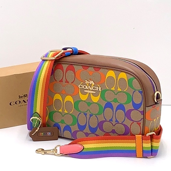 COACH JAMIE CAMERA BAG IN RAINBOW SIGNATURE CANVAS (COACH CA175